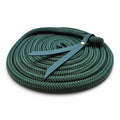 Ponies and Pups 15ft dark green PPM double braid groundwork rope with teal BioThane popper and silent spliced eye.