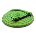 Ponies and Pups 15ft bright green PPM double braid groundwork rope with black BioThane popper and silent spliced eye end.