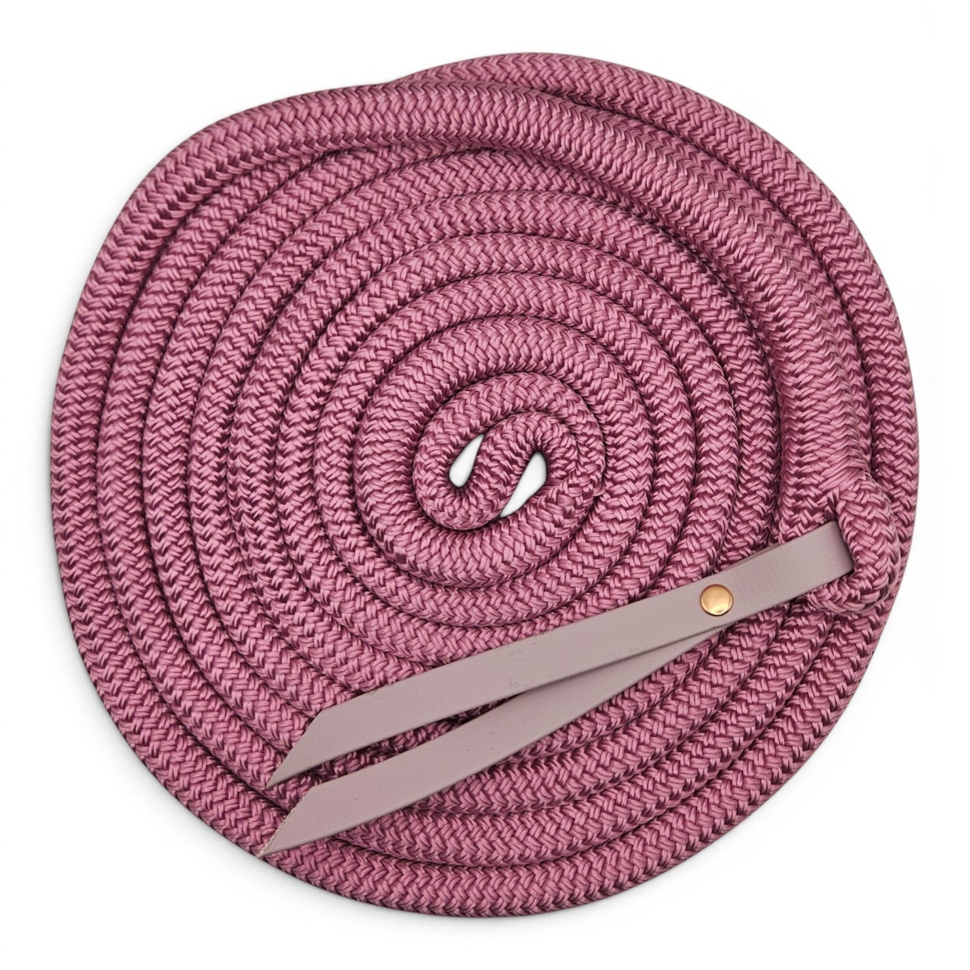 Ponies and Pups 15ft all-weather pink rope with BioThane popper for groundwork training