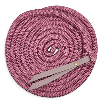 Ponies and Pups 15ft all-weather pink rope with BioThane popper for groundwork training