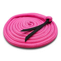 Ponies and Pups 15ft bright pink all-weather groundwork rope with black BioThane popper, made from PPM double braid.