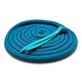 Ponies and Pups 15ft teal BioThane popper groundwork rope made of PPM double braid with a silent spliced eye connection.
