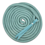 Ponies and Pups 15ft teal BioThane popper groundwork rope made of PPM double braid with a silent spliced eye connection.