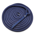 Ponies and Pups 15ft navy blue all-weather groundwork rope with BioThane popper and silent spliced eye connection.