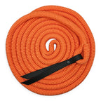 Ponies and Pups 15ft orange PPM double braid groundwork rope with black BioThane popper and silent spliced eye