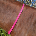 Ponies and Pups bright pink BioThane adjustable horse neck strap with silver buckle, waterproof and durable.