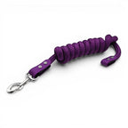 Ponies and Pups purple double braided PPM lead rope with BioThane detailing and a silver metal clip