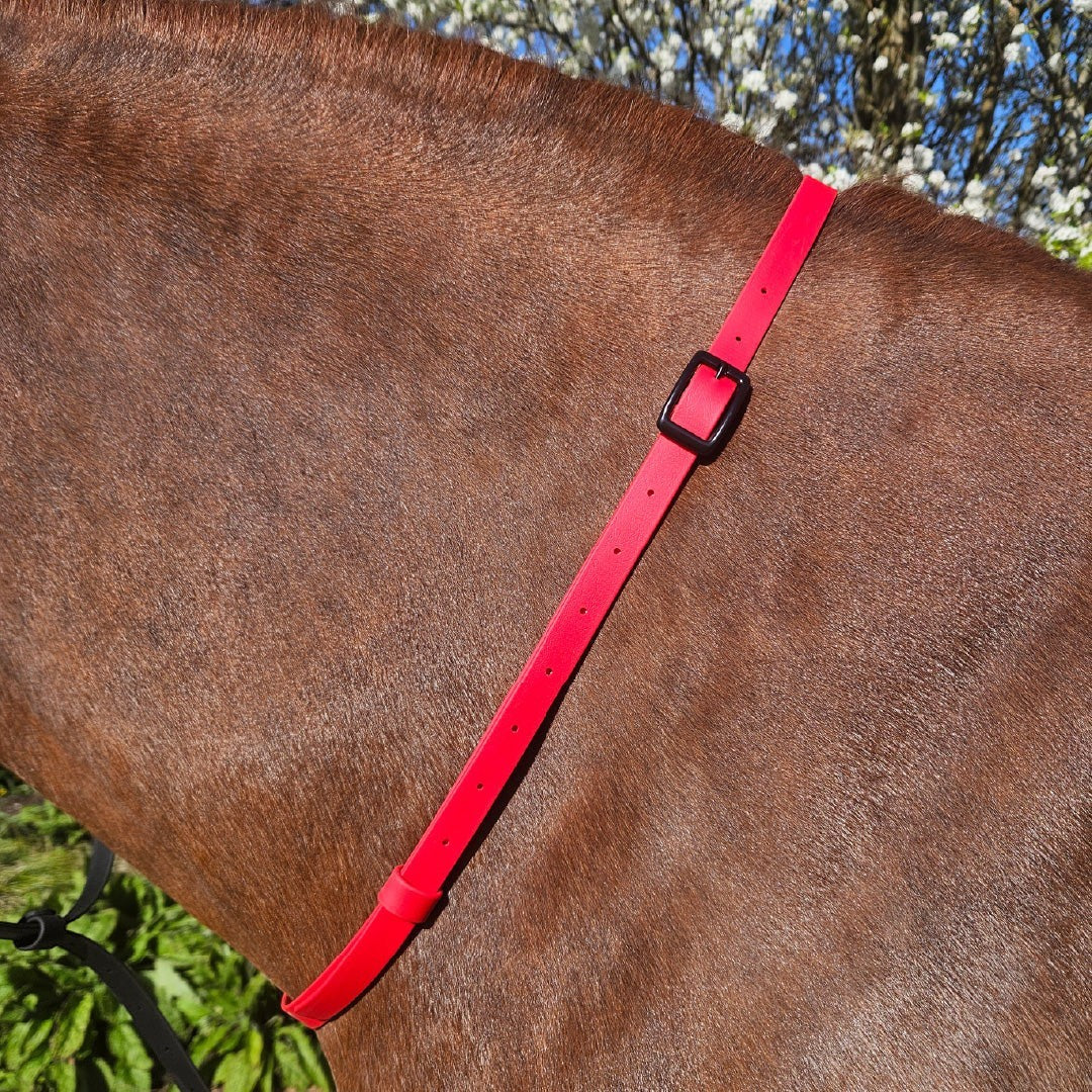 Ponies and Pups red BioThane adjustable waterproof horse neck strap with black buckle