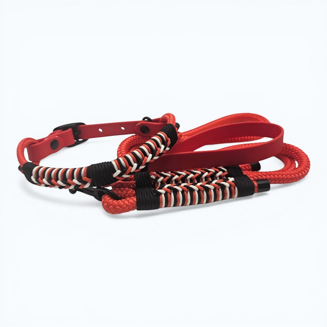 Red Ember Mix rope and paracord dog collar