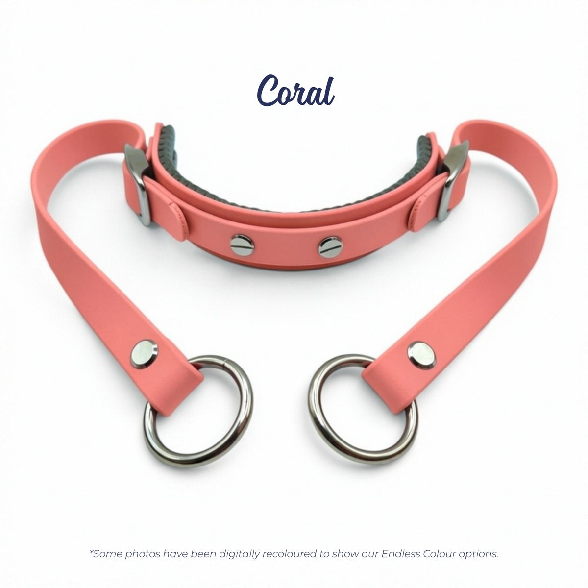 Rein Ready bitless headcollar adapter in Coral BioThane, digitally recoloured to show the colour option.