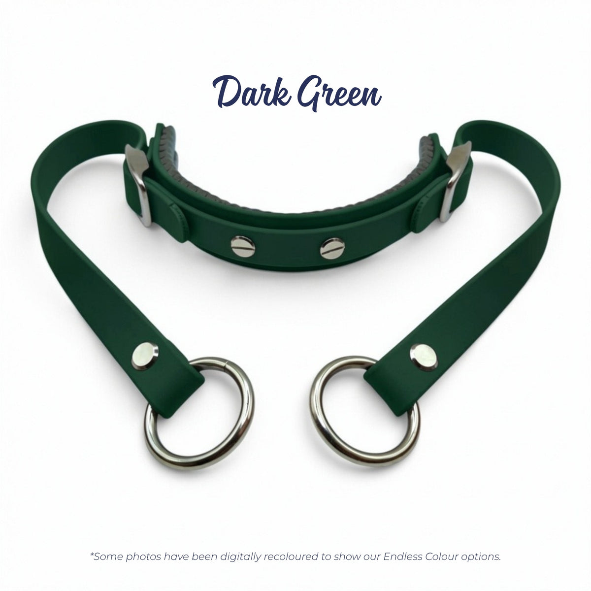Rein Ready bitless headcollar adapter in Dark Green BioThane, digitally recoloured to show the colour option.