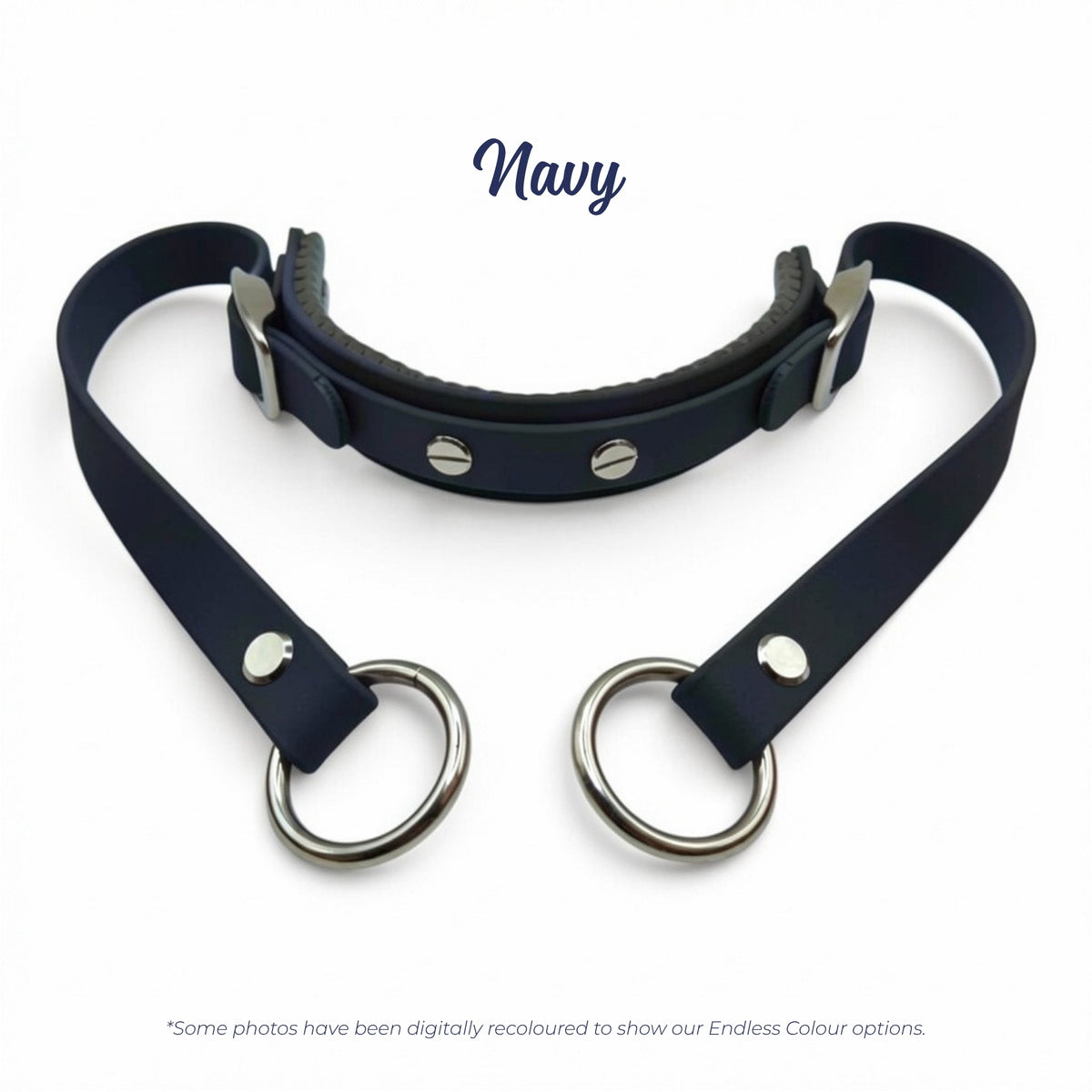 Rein Ready bitless headcollar adapter in Navy BioThane, digitally recoloured to show the colour option.