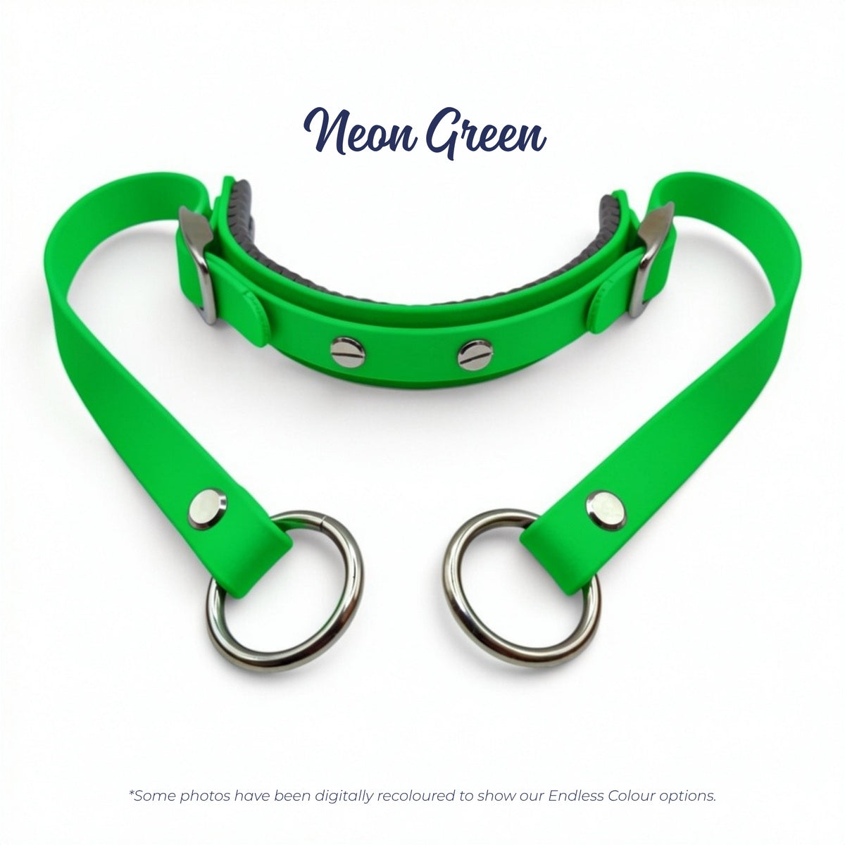 Rein Ready bitless headcollar adapter in Neon Green BioThane, digitally recoloured to show the colour option.