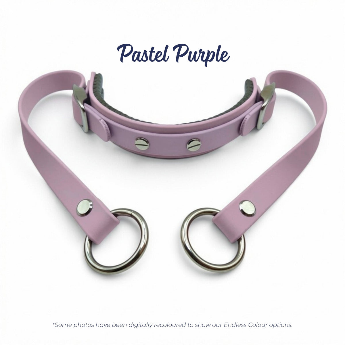 Rein Ready bitless headcollar adapter in Pastel Purple BioThane, digitally recoloured to show the colour option.