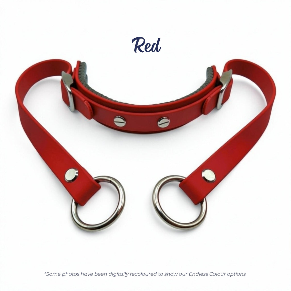 Rein Ready bitless headcollar adapter in Red BioThane, digitally recoloured to show the colour option.