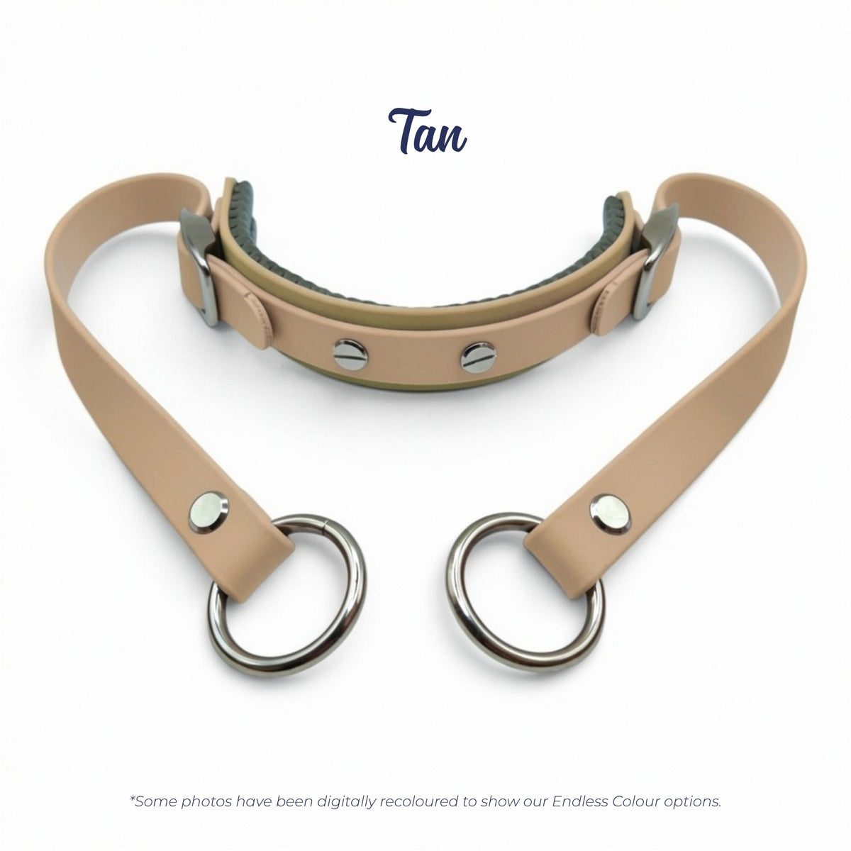 Rein Ready bitless headcollar adapter in Tan BioThane, digitally recoloured to show the colour option.
