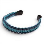 Ponies and Pups two-tone blue and navy paracord horse browband with durable black BioThane loops on a white background