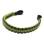 Ponies and Pups custom two-tone olive and lime green paracord browband with durable black BioThane end loops.