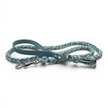 Ponies and Pups Wilmington braided dog lead in blue and green with a BioThane handle and metal snap hook.